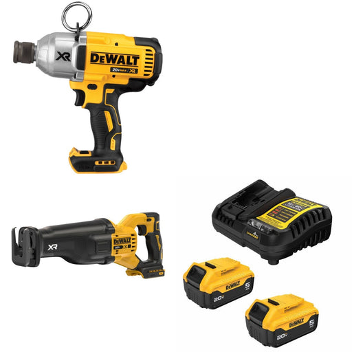 DeWalt DCF898B Impact Wrench Kit W/ DCS384B Reciprocating Saw and FREE DCB205-2C Battery Kit