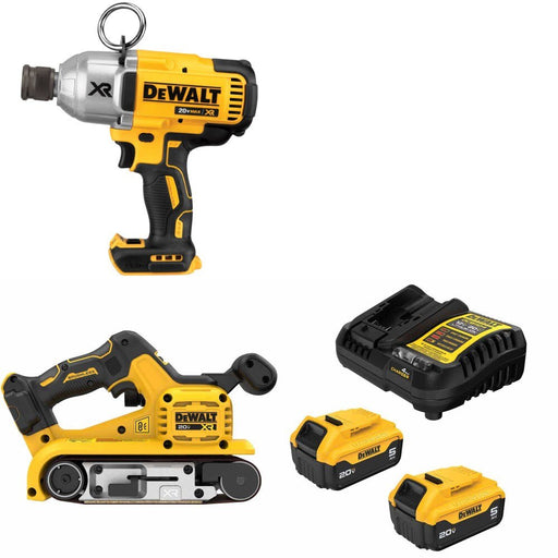 DeWalt DCF898B 20V MAX XR Impact Wrench Kit W/ DCW220B Belt Sander and FREE DCB205-2C Battery Kit