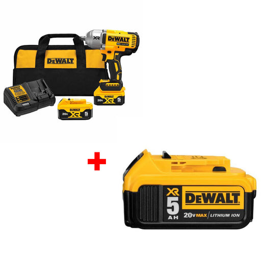 DeWalt DCF900P2 20V MAX XR Impact Wrench Kit W/ FREE DCB205 20V MAX Battery Pack