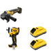 DeWalt DCG410B Angle Grinder W/ DCB2104-2 POWERPACK 4Ah 2-Pack and DCF911B Impact Wrench
