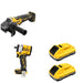 DeWalt DCG410B Angle Grinder W/ DCB2104-2 POWERPACK 4Ah 2-Pack and DCF921B ATOMIC Impact Wrench