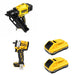 DeWalt DCN930B 20V MAX XR 30-Degree Framing Nailer W/ DCB2104-2 and DCF921B Impact Wrench