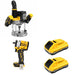 DeWalt DCW620B Plunge Router W/ DCB2104-2 POWERPACK 4Ah 2-Pack and DCF921B ATOMIC Impact Wrench