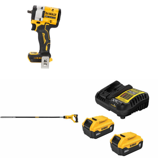 DeWalt DCF923B 20V MAX Impact Wrench Kit W/ DCE531B Concrete Vibrator and FREE DCB205-2C Battery Kit
