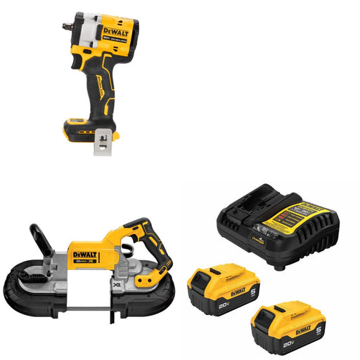 DeWalt DCF923B 20V MAX Impact Wrench Kit W/ DCS374B Band Saw and FREE DCB205-2C Battery Kit