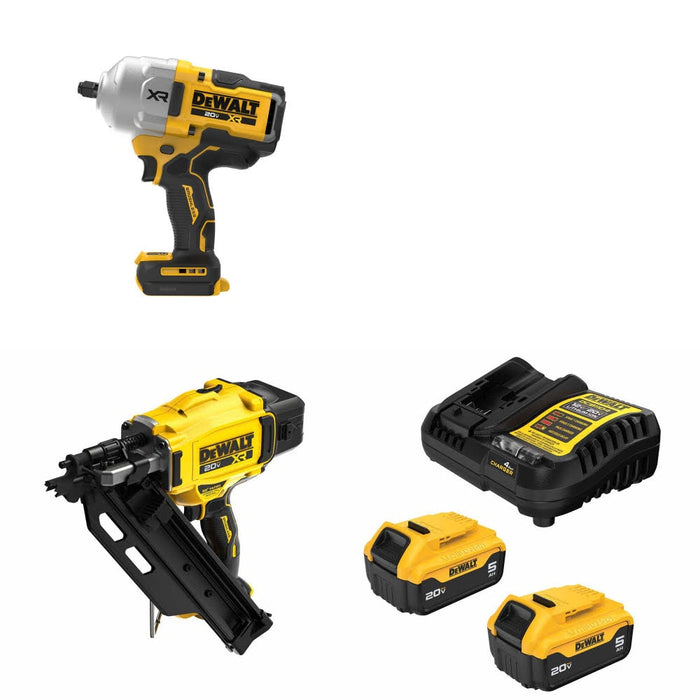 DeWalt DCF964B 20V MAX Impact Wrench Kit W/ DCN930B Framing Nailer and FREE DCB205-2C Battery Kit