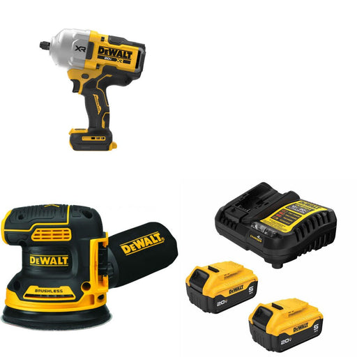 DeWalt DCF964B 20V MAX Impact Wrench Kit W/ DCW210B Sander and FREE DCB205-2C Battery Kit