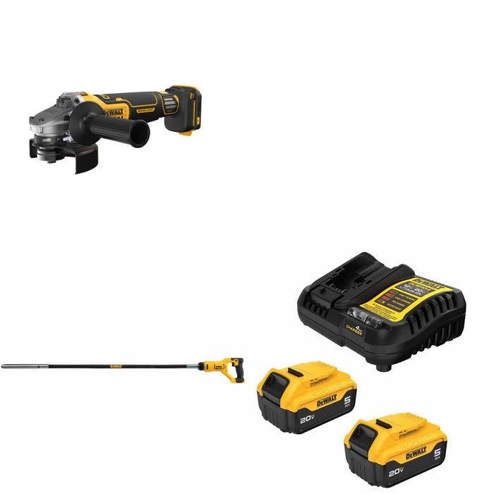DeWalt DCG410VSB Grinder Kit W/ DCE531B Concrete Vibrator and FREE DCB205 Battery Kit