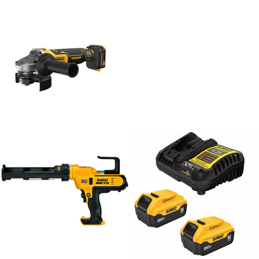 DeWalt DCG410VSB Grinder Kit W/ DCE560B Caulking Gun and FREE DCB205 Battery Kit