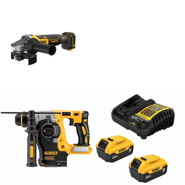 DeWalt DCG410VSB Grinder Kit W/ DCH273B Rotary Hammer and FREE DCB205-2C Battery Kit