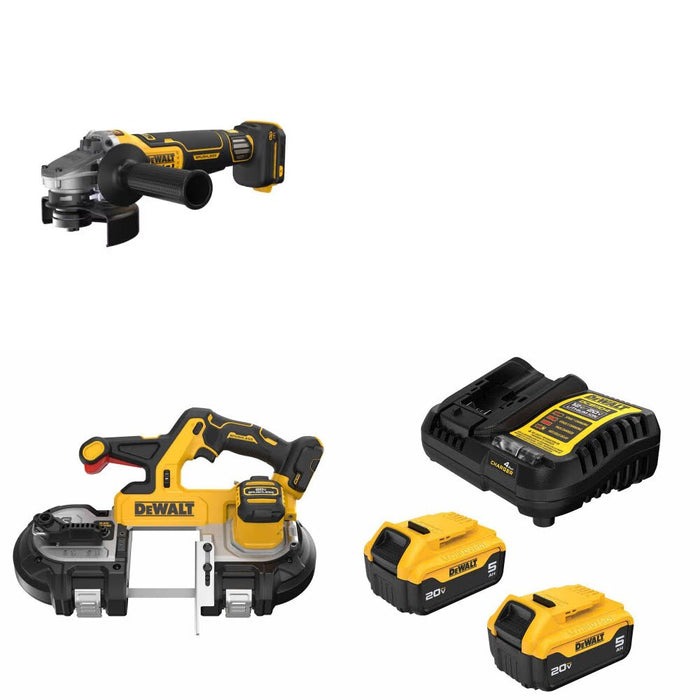 DeWalt DCG410VSB 20V MAX Grinder Kit W/ DCS379B Band Saw and FREE DCB205-2C Battery Kit