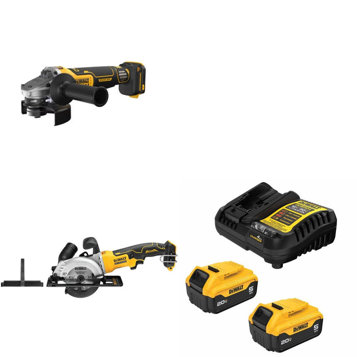 DeWalt DCG410VSB Grinder Kit W/ DCS571B Circular Saw and FREE DCB205 Battery Kit