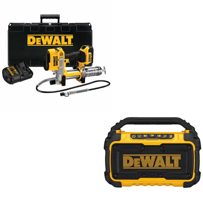 DeWalt DCGG571M1 Grease Gun Kit W/ FREE DCR010 Jobsite Bluetooth Speaker