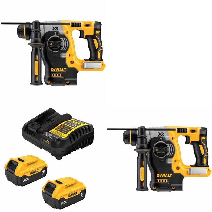 DeWalt DCH273B 20V MAX Brushless Rotary Hammer, 2 Pack Kit W/ FREE DCB205-2C 20V MAX 5Ah Battery Kit