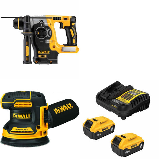 DeWalt DCH273B Rotary Hammer Kit W/ DCW210B Orbital Sander and FREE DCB205-2C Battery Kit
