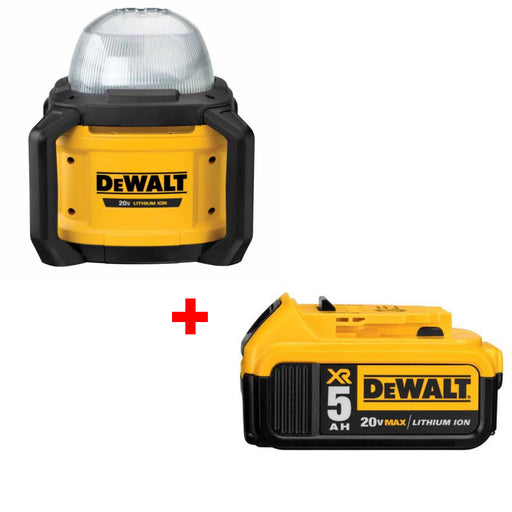 DeWalt DCL074 20V 5000-Lumen Work Light, Bare w/ FREE DCB205 20V 5Ah Battery