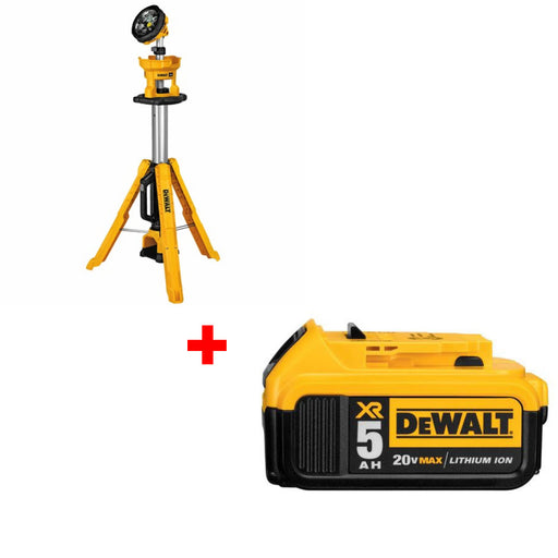 Dewalt DCL079B 20V MAX Tripod Light (Light Only) w/ FREE DCB205 20V 5Ah Battery