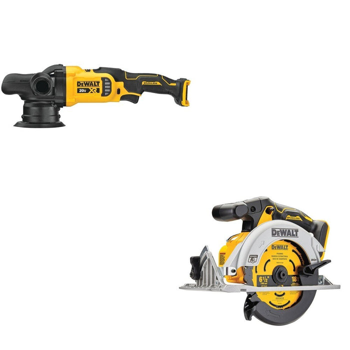 DeWalt DCM848B 20V MAX XR 5 in. Random Orbit Polisher W/ DCS565B 6-1/2 in. Circular Saw