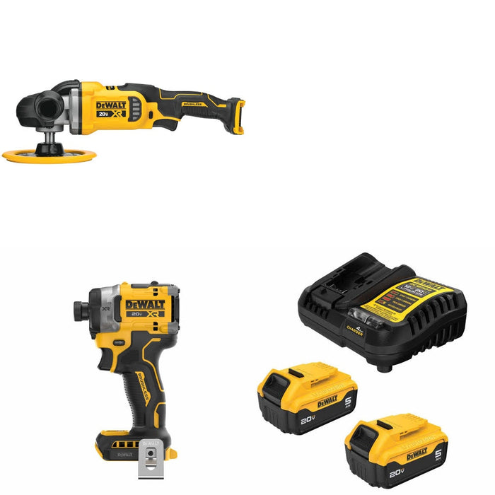 DeWalt DCM849B 20V MAX Rotary Polisher Kit W/ DCF860B Impact Driver and FREE DCB205-2C Battery Kit