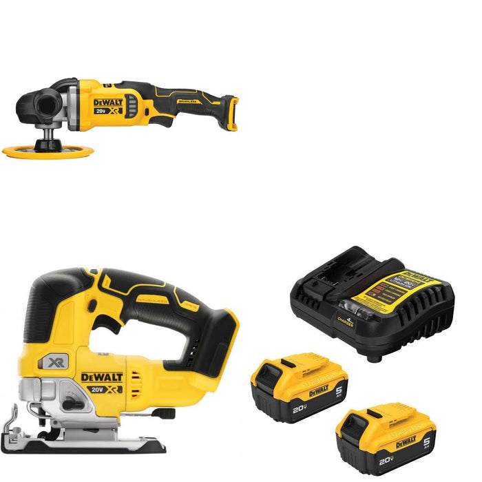 DeWalt DCM849B Rotary Polisher Kit W/ DCS334B Jig Saw and FREE DCB205-2C Battery Kit