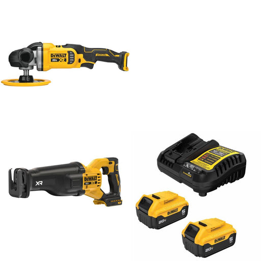 DeWalt DCM849B Rotary Polisher Kit W/ DCS384B Reciprocating Saw and FREE DCB205-2C Battery Kit