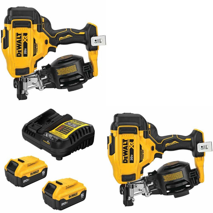 DeWalt DCN45RNB Cordless Roofing Nailer, 2 Pack Kit W/ FREE DCB205-2C 20V MAX 5Ah Battery Kit