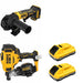 DeWalt DCN45RNB Roofing Nailer W/ DCB2104-2 POWERPACK 4Ah 2-Pack and DCG402B Angle Grinder