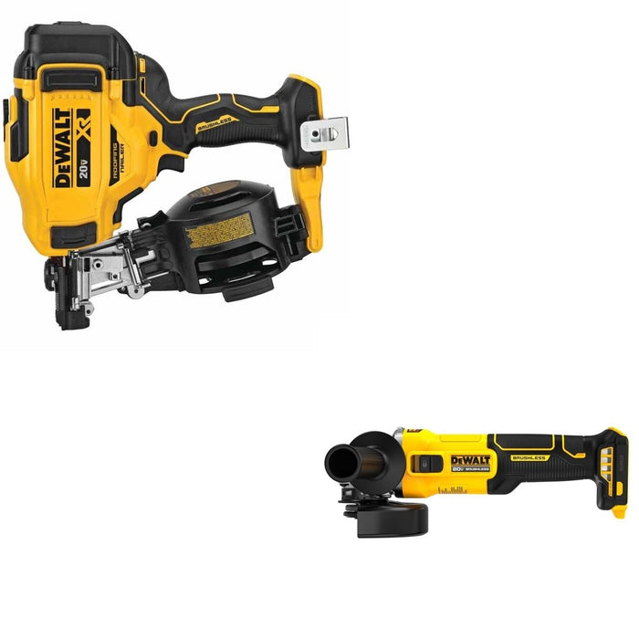 DeWalt DCN45RNB 20V MAX 15-Degree Roofing Nailer W/ DCG407B Slide-Switch Grinder