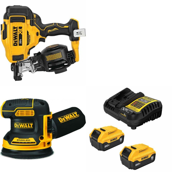 DeWalt DCN45RNB Roofing Nailer Kit W/ DCW210B Orbital Sander and FREE DCB205 Battery Kit