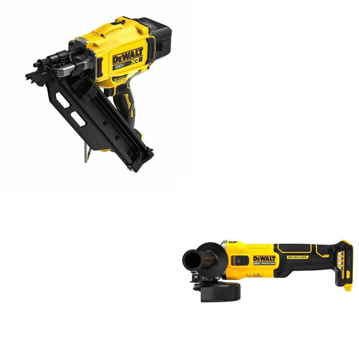 DeWalt DCN930B 20V MAX XR 30-Degree Framing Nailer W/ DCG407B Slide-Switch Grinder