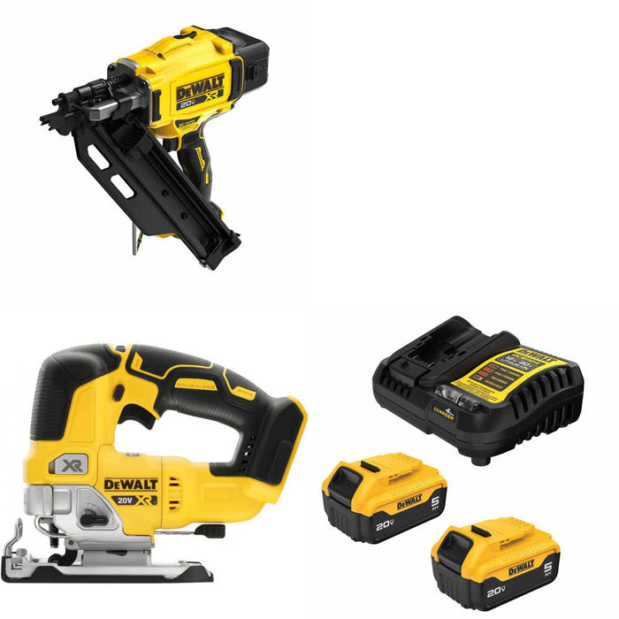DeWalt DCN930B Framing Nailer Kit W/ DCS334B Jig Saw and FREE DCB205-2C Battery Kit
