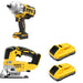 DeWalt DCF961B High Torque Impact Wrench W/ DCB2104-2 POWERPACK 4Ah 2-Pack and DCS334B Jig Saw