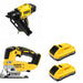DeWalt DCN930B 30-Degree Framing Nailer W/ DCB2104-2 POWERPACK 4Ah 2-Pack and DCS334B Jig Saw