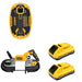 DeWalt DCS374B Deep Cut Band Saw W/ DCB2104-2 POWERPACK 4Ah 2-Pack and DCE592B Vacuum Lifter