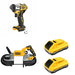 DeWalt DCS374B 20V MAX Deep Cut Band Saw W/ DCB2104-2 and DCF845B 3-Speed Impact Driver
