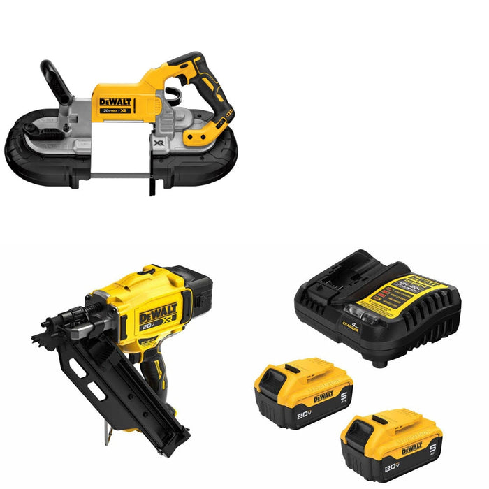 DeWalt DCS374B Band Saw Kit W/ DCN930B Framing Nailer and FREE DCB205 Battery Kit
