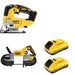 DeWalt DCS374B 20V MAX Deep Cut Band Saw W/ DCB2104-2 POWERPACK 4Ah 2-Pack and DCS334B Jig Saw