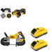 DeWalt DCS374B 20V MAX Deep Cut Band Saw W/ DCB2104-2 POWERPACK 4Ah 2-Pack and DCS438B