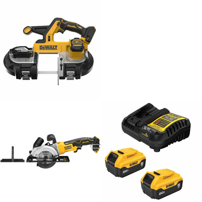 DeWalt DCS378B 20V Band Saw Kit W/ DCS571B 20V Circular Saw and FREE DCB205-2C 20V 5Ah Battery Kit