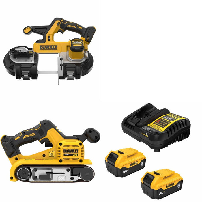 DeWalt DCS378B 20V Band Saw Kit W/ DCW220B 20V Belt Sander and FREE DCB205-2C 20V 5Ah Battery Kit