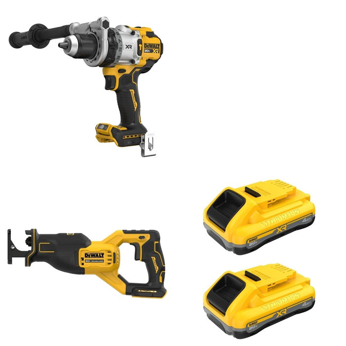 DeWalt DCB2104-2 POWERPACK 4Ah 2-Pack W/ DCD1007B Hammer Drill and DCS382B Reciprocating Saw