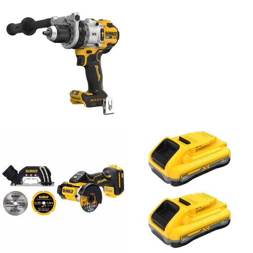 DeWalt DCB2104-2 POWERPACK 4Ah 2-Pack W/ DCD1007B Hammer Drill and DCS438B 3 in. Cut-Off Tool