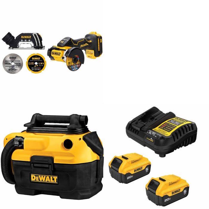 DeWalt DCS438B 20V MAX Cut-Off Tool Kit W/ DCV581H Wet-Dry Vacuum and FREE DCB205-2C Battery Kit