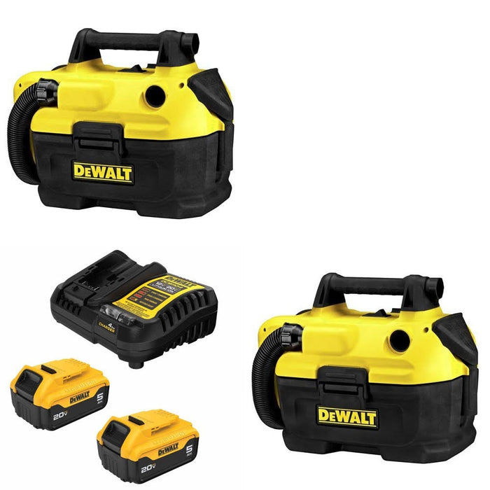DeWalt DCV580H 18V-20V 2 Gallon Wet Dry Vacuum, 2 Pack Kit W/ FREE DCB205-2C 20V MAX 5Ah Battery Kit