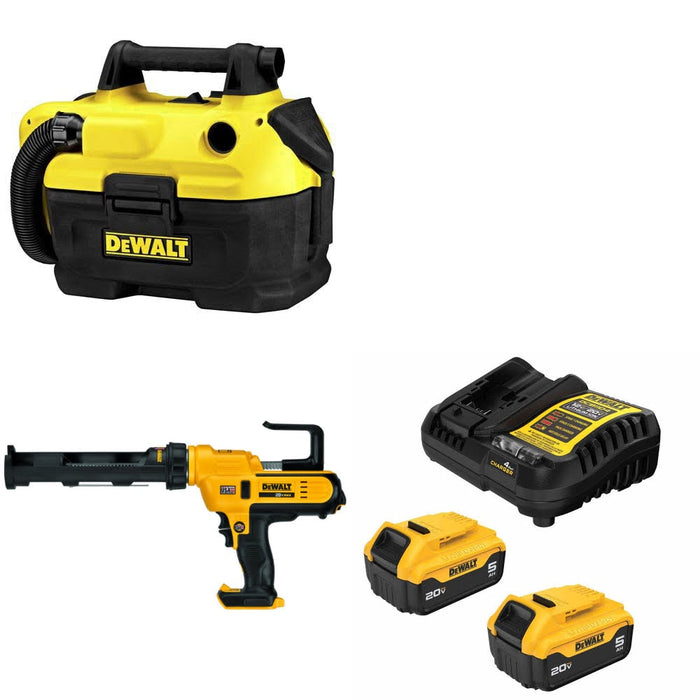 DeWalt DCV580H Wet/Dry Vacuum Kit W/ DCE560B Caulking Gun and FREE DCB205-2C Battery Kit