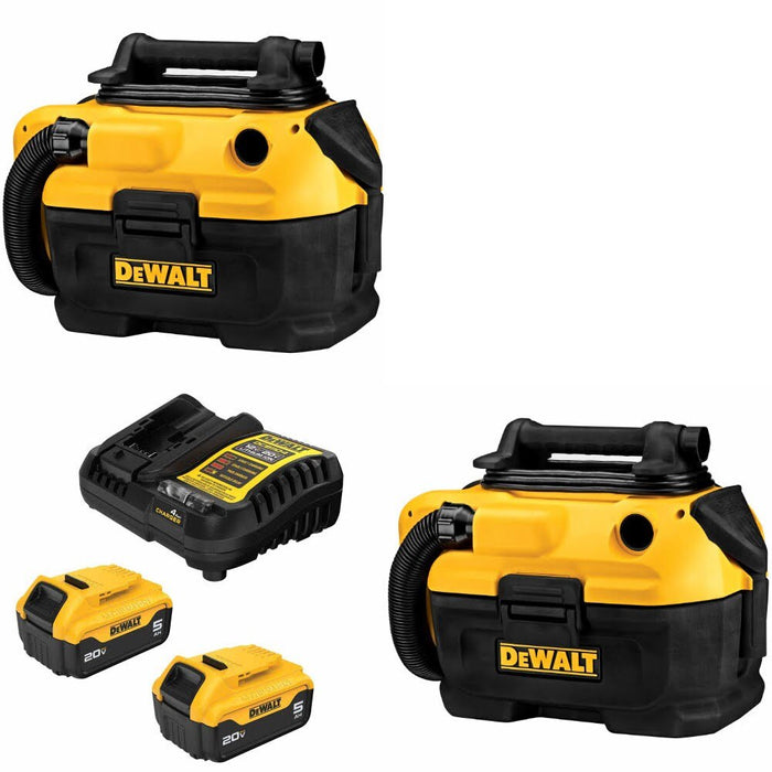 DeWalt DCV581H 20V MAX Wet-Dry Vacuum, 2 Pack Kit W/ FREE DCB205-2C 20V MAX 5Ah Battery Kit