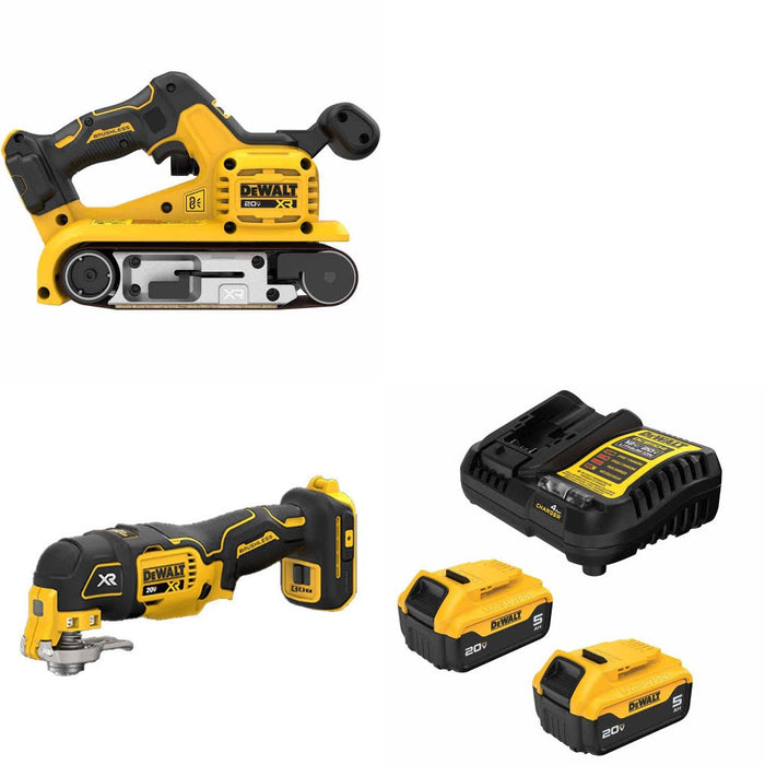 DeWalt DCW220B 20V Max Belt Sander Kit W/ DCS356B Multi-Tool and FREE DCB205 Battery Kit