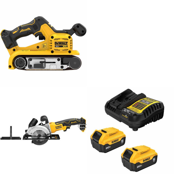DeWalt DCW220B 20V MAX XR Belt Sander Kit W/ DCS571B Circular Saw and FREE DCB205-2C Battery Kit