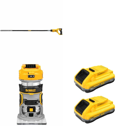 DeWalt DCE531B Concrete Vibrator W/ DCB2104-2 POWERPACK 4Ah 2-Pack and DCW600B Compact Router