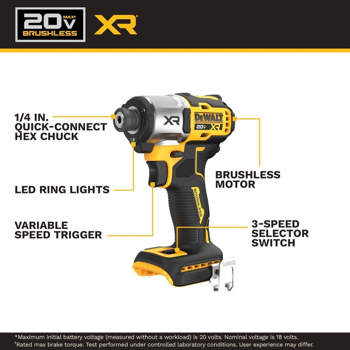 DeWalt DCK2101QQ2 20V MAX XR Hammer Drill and 3-Speed Impact Driver Combo Kit - 4